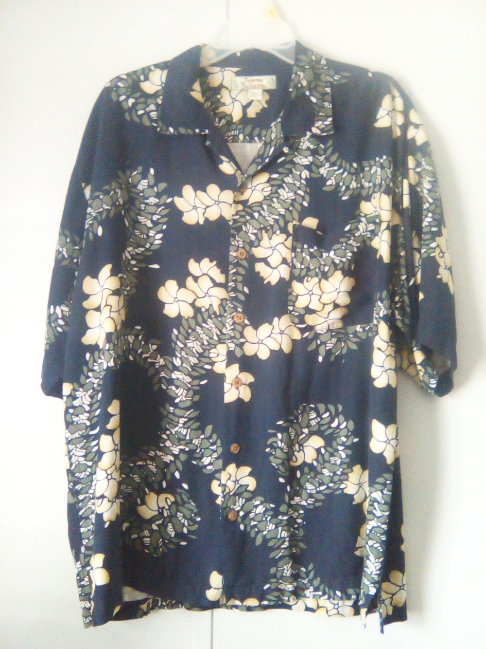 Tommy Bahama Navy and Cream Tropical Camp Shirt